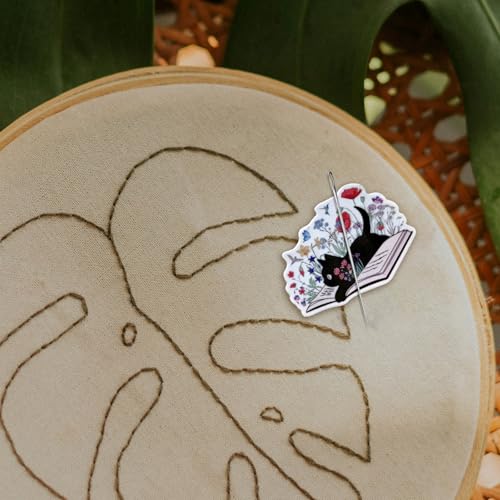 Image of Funny Black Cat Needle Minder, Needle Minder Magnet, Magnetic Needle Nanny Needlework Accessories