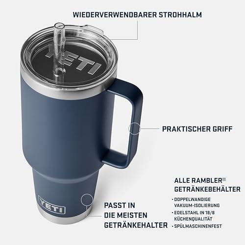 YETI Rambler Trinkbecher Mit Trinkhalmdeckel, Seafoam, 42 oz (1,2 l) – Ansicht 4