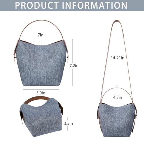 Image of LA FESTIN Leather Bucket Bags for Women - Adjustable Long Strap Designer Crossbody Handbags, Shoulder Purse for Everyday Use