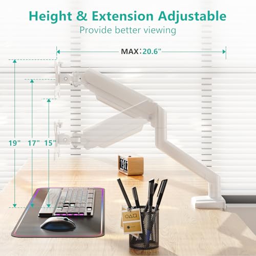 Image of WALI Single Monitor Arm Mount Stand, Adjustable Gas Spring Arm Monitor Mount for Display up to 32 Inch,19.8lbs Capacity (GSMP001W), White