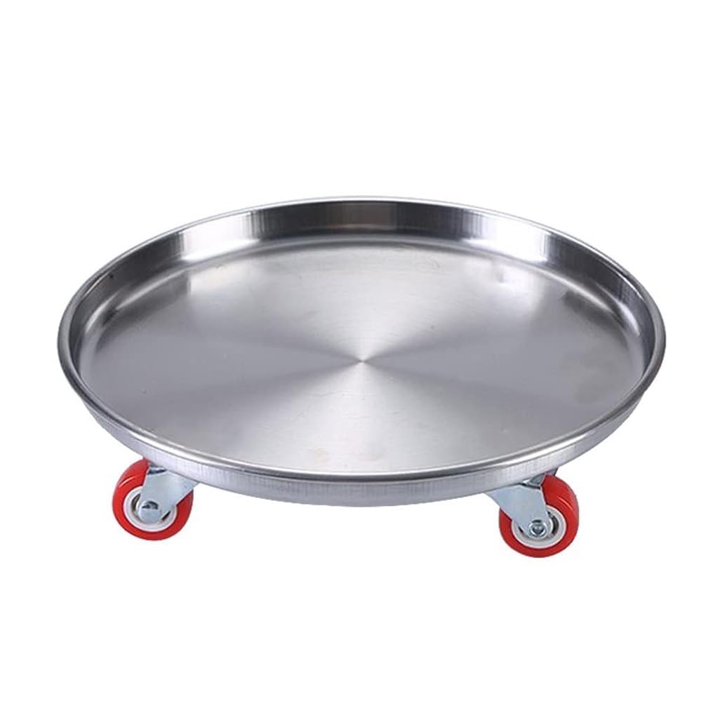 DFGHNBVC Heavy Duty Stainless Steel Rolling Plant Caddy Stand With Lockable Wheels,Strong Square Plant Trolley On Red Wheels,Flower Pot Mover For Indoor Outdoor 18"/440Lb,9