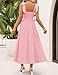 ZESICA Women's Summer Spaghetti Strap Maxi Dress 2026 Tie Shoulder Square Neck Flowy Wedding Guest Party Beach Long Dresses,Pink,Small