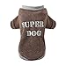 POPETPOP Bordado Súper Suéteres para Perros Bulldog francés Ropa para Perros Suéter Deportivo Ropa para Cachorros Perro Fleece Abrigo de Chaqueta Ropa de Peluche - Tamaño L (marrón)