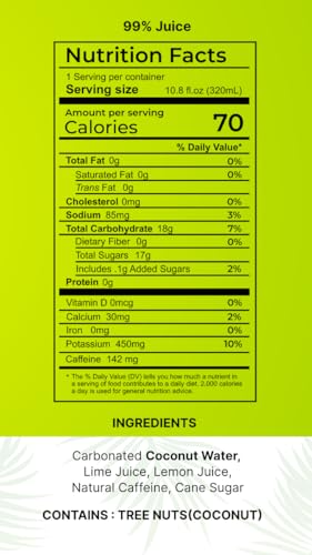 Flova Energy Drink, All Natural, Electrolytes and Minerals from Coconut Water, 4 Simple Easy to Pronounce Ingredients, 99% Juice, Assorted Pack of 12 Cans