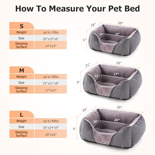 MIXJOY Dog Beds for Small Dogs, Cat Beds for Indoor Cats Washable, Calming Pet Small Size Dog, Soft Rectangle Pet Beds Sofa Cuddler, Orthopedic Cozy Puppy Beds, Anti-Slip Bottom(20x19in, Grey) - Image 6