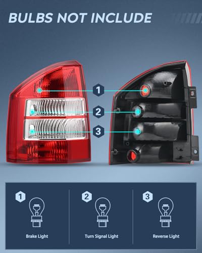 Image of Nilight Taillight Assembly Compatible with 2007 2008 2009 2010 Jeep Compass | Tail Light OE Style Rear Lamp Replacement Driver Side