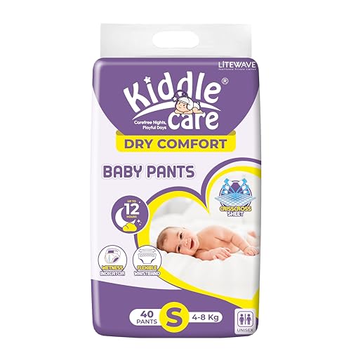 Image of Dry Comfort Baby Diaper Pants | Small (S) | Pack of 1 | 40 Pieces | 4-8 Kg | Up to 12 Hours Protection, Prevents Leakage, Wetness Indicator