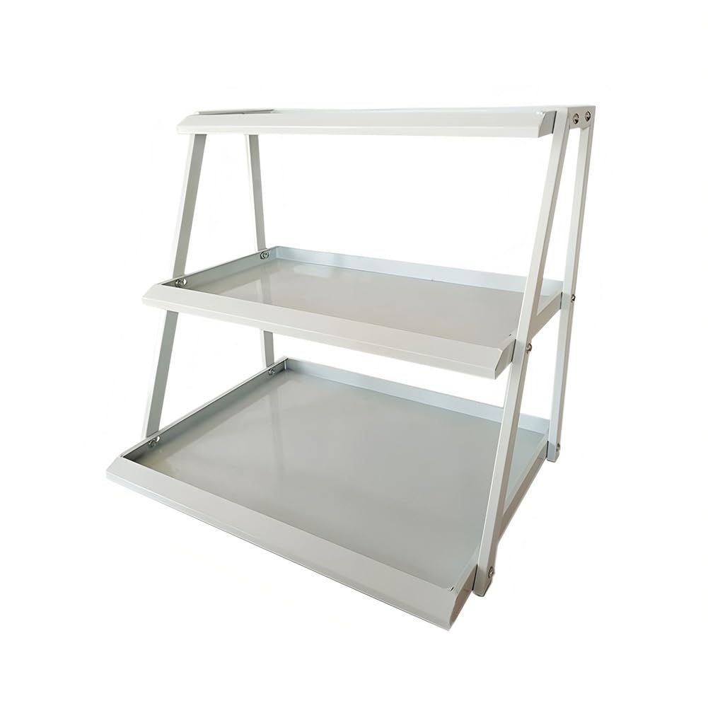 Snack in metallo a 3 ripiani – Multifunzionale da banco Candy Display Rack per vendita al dettaglio, ufficio, dispensa e camera da letto – 60 x 33 x 40 cm, bianco – Supporto per snack ideale per un