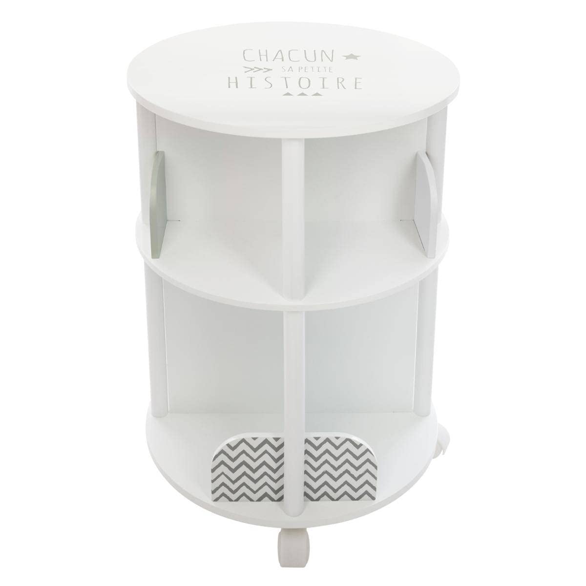 Atmosphera – Estantería Redonda con Ruedas para organizar Libros – Habitación Infantil (Blanco y Gris)