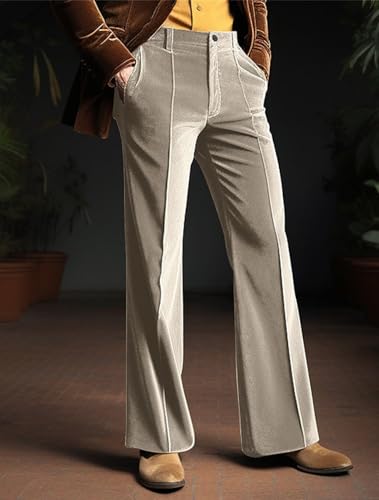 VENNYNG Men's Velvet Dress Suit Pants Fall Autumn Wedding Trousers Wide Straight Leg Plain Winter Outdoor Daily Wear4