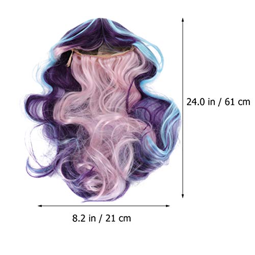 FRCOLOR Peruca de Cabelo Longo Ondulado Resistente Ao Calor Fio de Cor Gradiente Peruca para Palco d