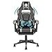 KILLABEE Massagesessel Gaming Stuhl Racing Computer Schreibtisch Bürostuhl Hochlehner Drehstuhl mit einziehbarer Fußstütze und verstellbarer Lendenwirbelstütze, grau