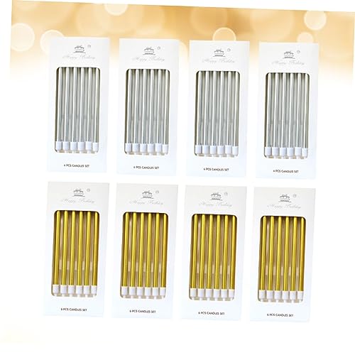 HOLIDYOYO 48pcs Cupcake Candles Long Thin Candles Birthday Candles DIY Ornaments Metallic Candles