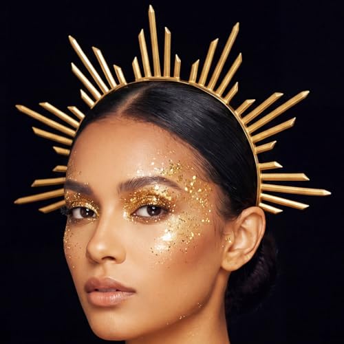 Zoestar Greek Goddess Headband Gold Sun Halo Headbands Roman Crown Hair Accessories for Women