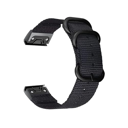 Correa deportiva de nailon apta for Garmin Fenix ​​7X 6X Pro 5X Plus/Fenix ​​3HR(Black,For Garmin 26mm)