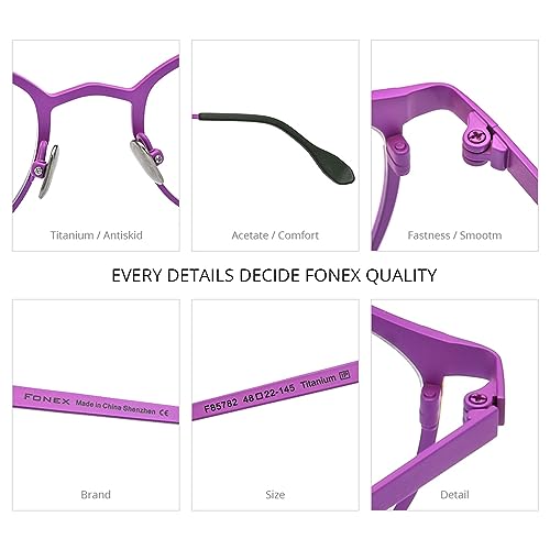 Image of FONEX Colorful Pure Titanium Glasses Frame Women Retro Round Eyeglasses F85782