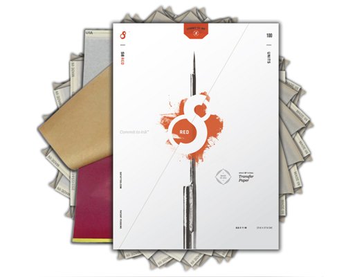 S8 Red Tattoo Stencil Paper 100-Sheets (Hand or Machine USE)