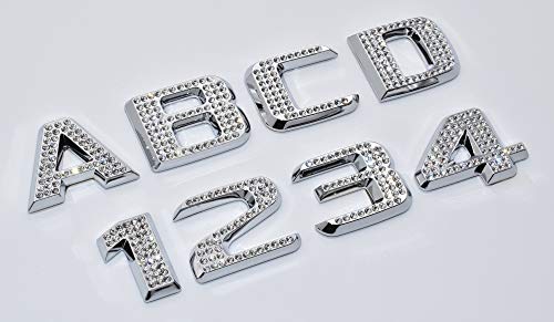 Personalized Set of Chrome Auto Letters and Numbers - Crystal Style - Image 5
