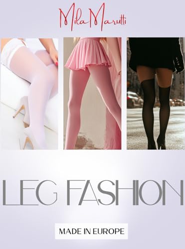 Image of Mila Marutti Opaque Thigh High Stockings for Women | Solid Color Thigh Highs | Colored Stockings for Garter Belts