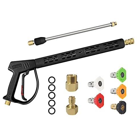 XUNCHI Pressure Washer Gun with Replacement Extension Wand, 5 Nozzle Tips Power Washer Gun with 3/8 Quick Connector 40 Inch, 4000 PSI Cover