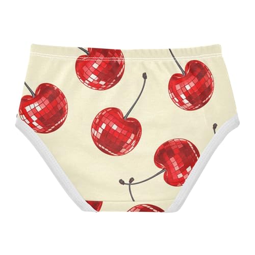 Shiny Red Cherries Beige Cute Panties Girl Girls Underwear Toddler Cotton Stylish Undies Kids Briefs 2t2