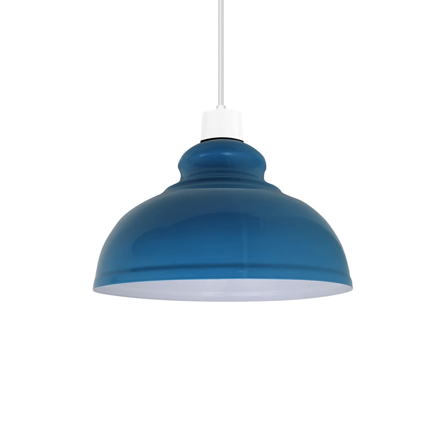 Ledsone Blue Industrial Pendant Ceiling Light Shade, 29Cm Retro Kitchen Pendant Ceiling Lights Vintage Metal Loft Bar Hanging Chandelier Lighting Rustic Pendant Lamp Shade (Curvy-)