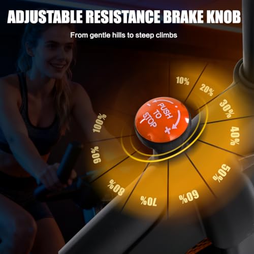 Image of Exercise Bike Indoor Stationary Bike with Bluetooth Cycling Bicycle for Home Gym 300 lbs Weight Capacity Adjustable Seat /Handlebar for Office Cardio Workout