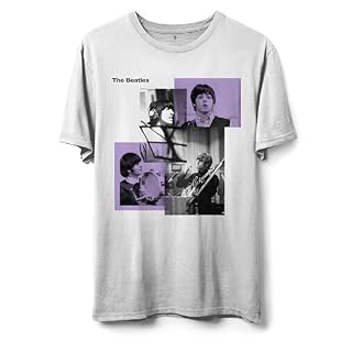 Junk Food Unisex Adult Beatles Square T-Shirt - Les Beatles, Paul McCartney, John Lennon, RIngo Starr, George Harrison