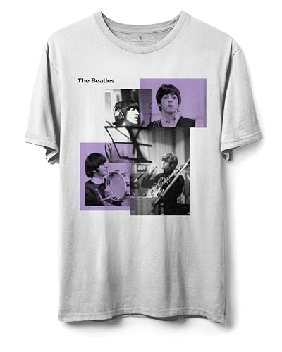 Junk Food Unisex Adult Beatles Square T-Shirt - Les Beatles, Paul McCartney, John Lennon, RIngo Starr, George Harrison Junk Food Unisex Adult Beatles Square T-Shirt