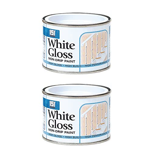 Non-Drip Gloss Paints for Outdoor Metal/Wood - Enamel Metal Gloss Paint for Home Improvement, Garden Furniture; Multi-Surface One Coat Stove Paint 180 ml (Gloss Non-Drip Paint 180ml White - PK of 2)