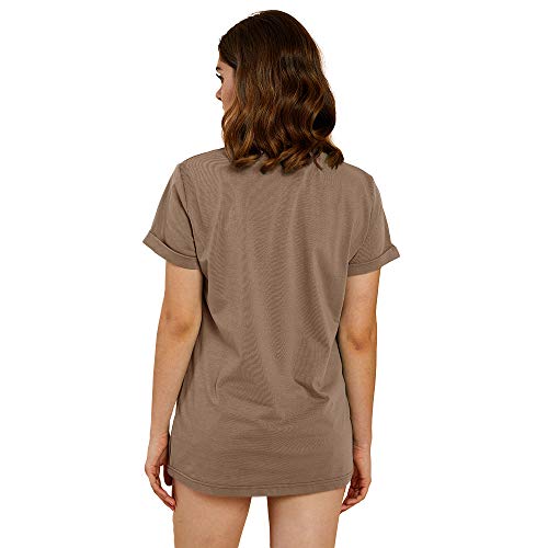Cicy Bell Women's Dandelion Print T Shirts Cute Graphic Tees Short Sleeve Summer Cotton Tee Tops Brown #TOP3