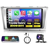 for Toyota Camry 2006 2007 2008 2009 2010 2011 Android Car Stereo 9 Inch HD Touch Screen Car Radio with Wireless CarPlay Android Auto, WiFi, GPS Navigation, BT, FM Radio, USB, Rear Camera 4G+64G