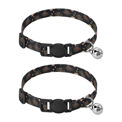 Vintage Popcorn Black Cat Collars 2 Pack Collar for Kitten