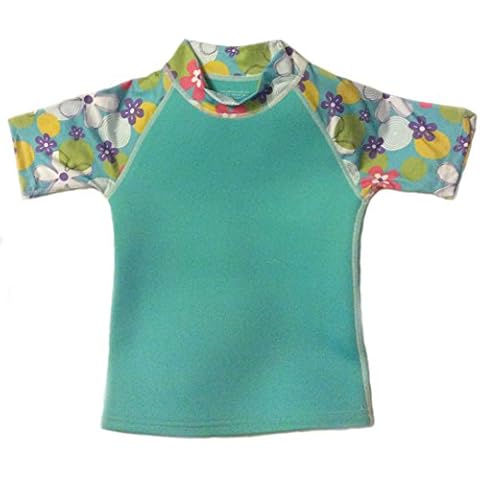 NeoSkinz Wetsuits Child Short Sleeve Rash Guard UV Sun Protection Zone Shirt (6, AQUA) Cover