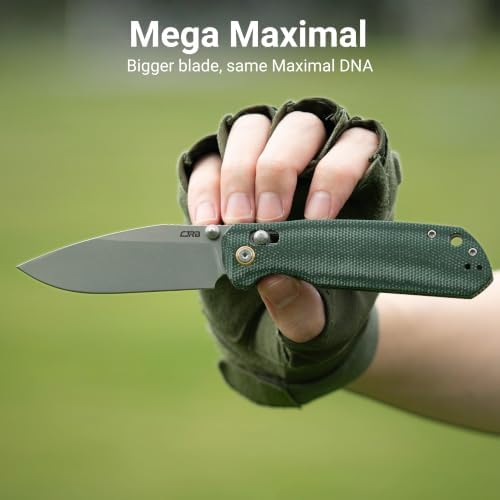 CJRB Mega Maximal EDC Knife, 3.43" AR-RPM9 Steel Blade, Micarta Handle - 2