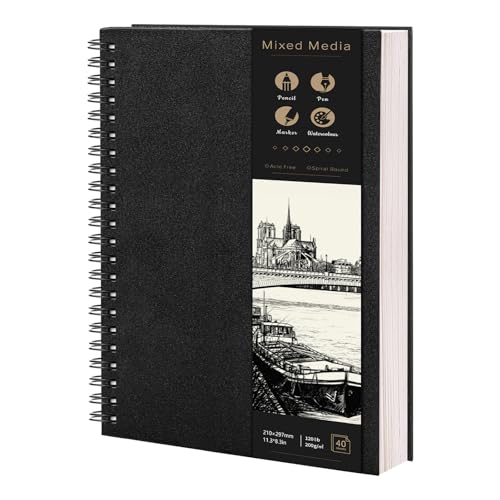 Thboxes A4 Skizzenbuch 40 Blatt/80 Seiten Zeichenblock Spiralbindung Sketchbook Hardcover Skizzenblock zum Zeichnen Skizzieren 200 g/m Dickes Papier