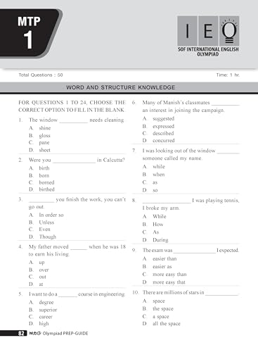 Image of MTG English (IEO) Olympiad Prep Guide Class 5 | Detailed Theory, Exercise with Self Test For Practice | SOF Olympiad Books For Exam 2026-27 (Useful For Level-1 & 2)