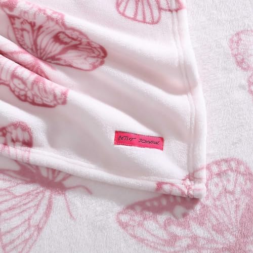 Image of Betsey Johnson - Blanket, Ultra-Soft Plush Bedding, Warm & Cozy, Oversized Room Essentials (Malachite Butterfly Pink, King)