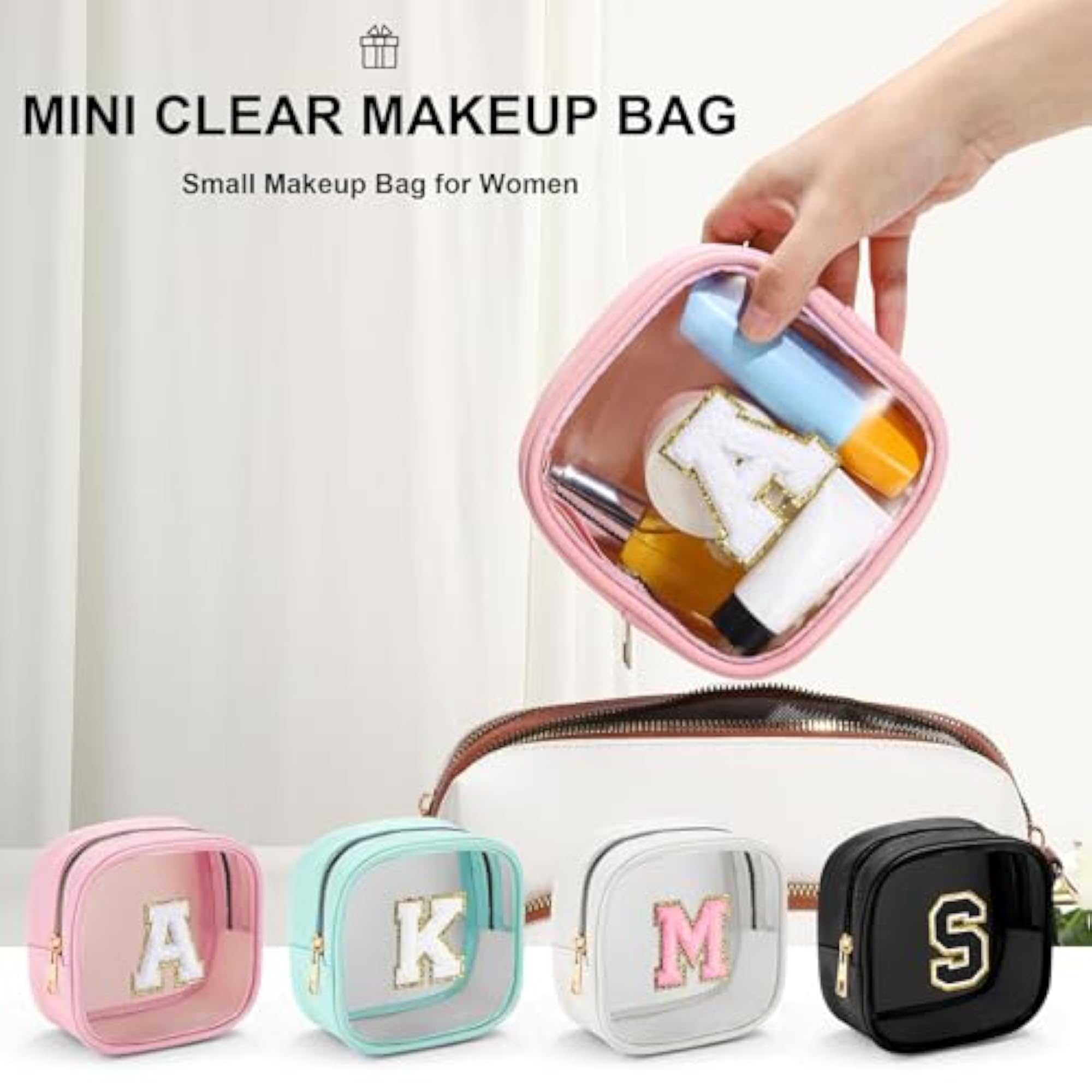 Initial Clear Toiletry Bag for Traveling Women