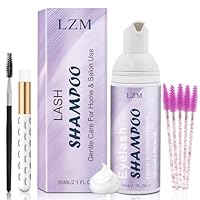 LZM Wimpernshampoo für Wimpernverlängerung Wimpern shampoo 60ML+Reinigungsbürste+Lash shampoo set Lash Extensions Shampoo