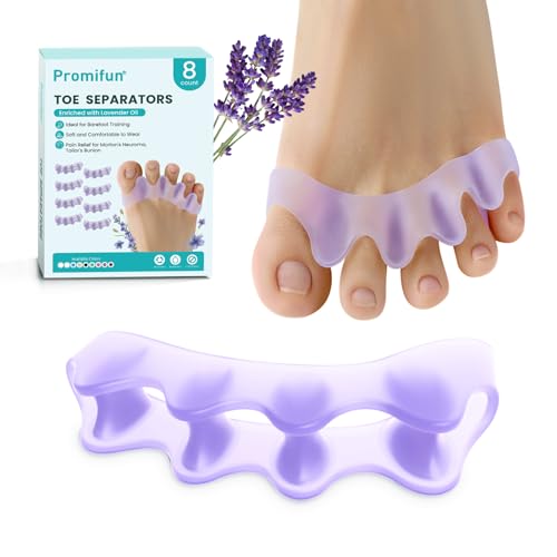Promifun Toe Separators, 8 Pack Bunion Corrector for Women/Men, Soft Toe Spacers with Lavender...