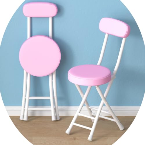 Taburete de bar plegable con respaldo, silla de cocina redonda acolchada de 18 pulgadas, asiento de comedor simple para barra de desayuno y sala de estar