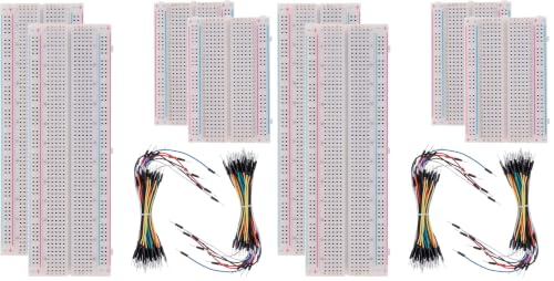 Image of BOJACK 3 Values 130 Pcs Solderless Breadboard 4 Pcs 830 Tie Points & 400 Tie Points & 126 Pcs Flexible Breadboard Jumper Wires (Pack of 2)