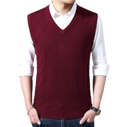 Men Wool Knitted Vest Winter Sleeveless Sweaters V-Neck Waistcoat