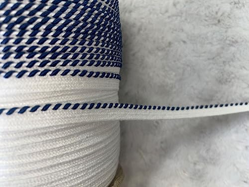 10 Yards White Navy Blue Barber Pole Upholstery Non Stretch Piping 3/8