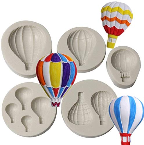 Maijia 5Pcs Hot Air Balloon Cake Mold Silicone Fondant Cake Moulds Ideal for Adult Wedding Birthday Kids