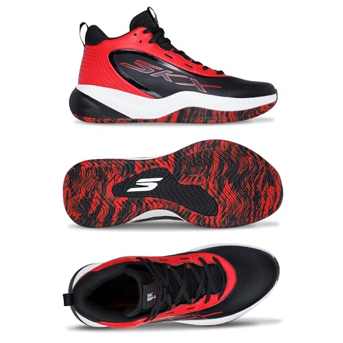 Skechers Men's Basketball SKX League Sneaker, Black/Red, 12