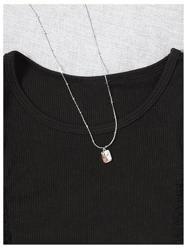 Floerns Girl's Ruffle Trim Sleeveless Tank Tops Crew Neck Ribbed Knit Summer Casual Tops3