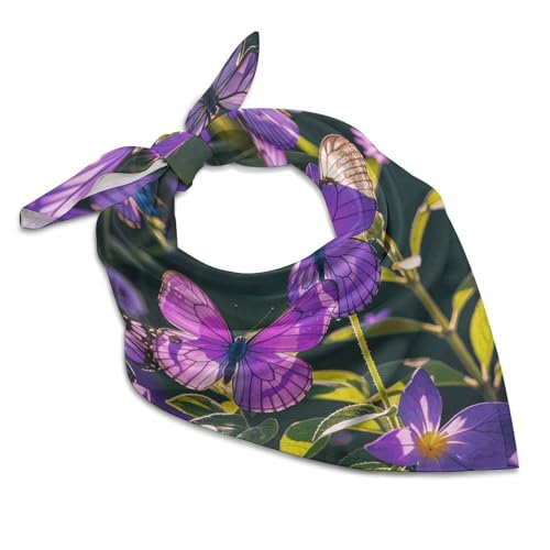 Silk Square Scarf Purple Butterflies Neck Scarf for Women 18