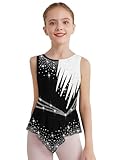 iiniim Maillot Competición de Gimnasia Rítmica para Niñas Vestido Patinaje sobre Hielo de sin Mangas con Pedrería Brillante Body de Baile Latino 5-16 Años Blanco 9-10 años